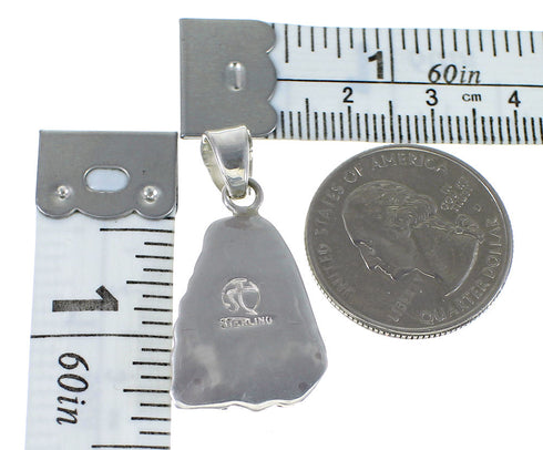 Silver Southwestern Flower Turquoise Inlay Pendant QX77414